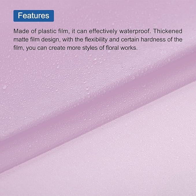 MECCANIXITY Flower Wrapping Fog Paper 22.8x22.8 Inch Waterproof Matte Floral Wrapping Paper for DIY Crafts, Gift/Gift Box Packaging Light Purple 20 Pcs