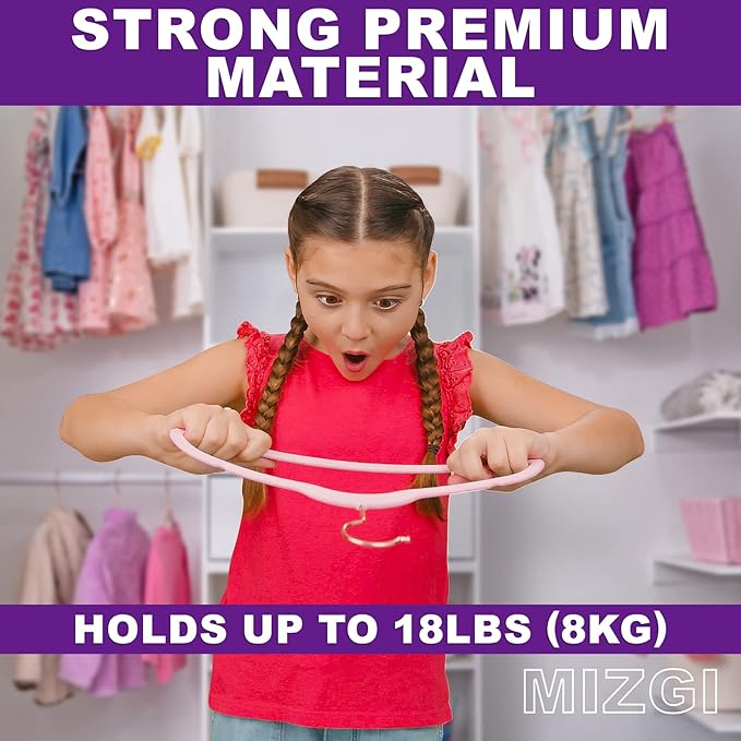 MIZGI Kids Velvet Hangers,Non-Slip Big Kids Hangers,14 Inch Hangers for Youth,Teen Clothes,Pack of 50