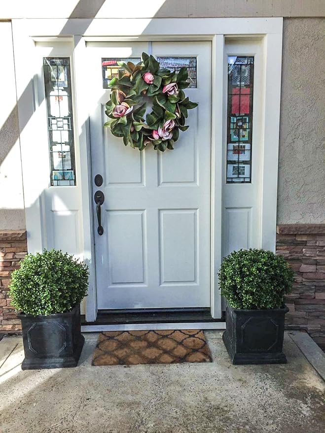 Artificial Boxwood Ball Topiary Tree, Set of 2 Boxwood Ball-Shaped Artificial Topiary, for Porch Outdoor or Indoor