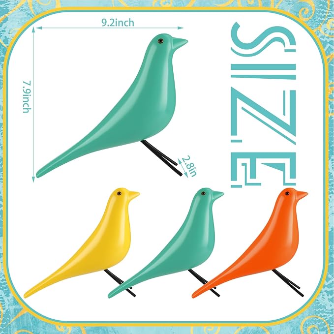 AceOrbit 3 Pcs Mid Century Modern Decor Medieval Table Decor Large Ceramic Birds Orange Blue and Yellow Ceramic Birds for Home Office Table Desktop Bookshelf Mantelpiece Shelf Centerpiece
