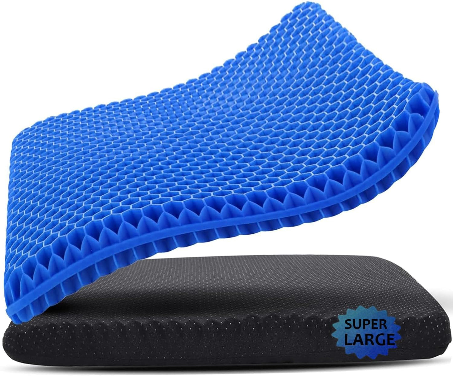 Skiennix Gel Seat Cushion - 19x19 Inch Pressure Relief for Long Sitting | Soft Breathable Gel Pad (Blue)