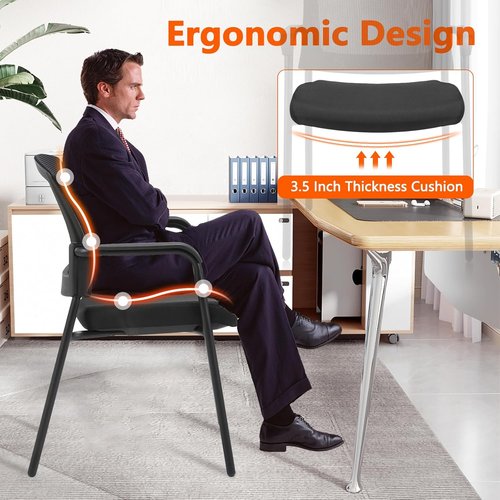 CLATINA Office Guest Chair - Ergonomic Mesh Back with Lumbar Support | Black, 4-Pack for Waiting Rooms