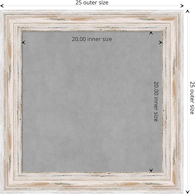 Amanti Art White Framed Magnetic Board 25x25 Medium Vision Board for use with Magnets, 100% Metal Sheet to Display Items as Office Decor or for Home Organization in mudroom, Kitchen or Kids Room