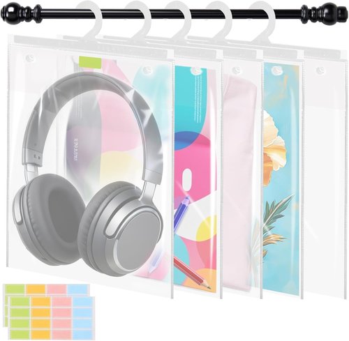 Skiennix 30 PCS Hanging Storage Bags - Waterproof & Dustproof Organizer for Headphones | 11.8 x 15.7 Inch