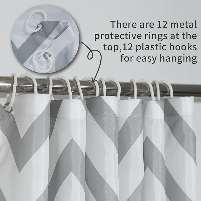 Black and White Grey Striped Shower Curtain Geometric Abstract Boho Bohemian Mid Century Modern Minimalist Shower Curtains for Bathroom Farmhouse Waterproof Fabric Shower Curtain Set 72x72 Inches