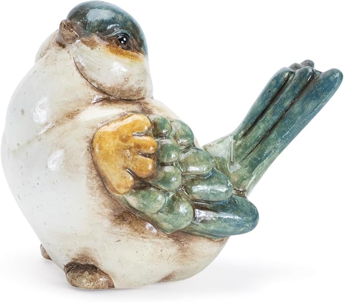 The Bridge Collection Set of 2 Decorative Bird Figurines - Rustic Farmhouse Style Songbird Statues - Vintage Inspired Home Accents