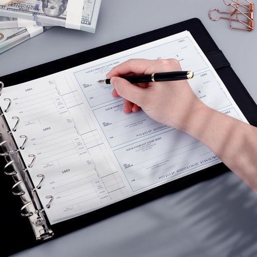 Antner 7-Ring Business Checkbook Binder - PU Leather Organizer with Zipper Pouch | Holds 600 Checks, Black