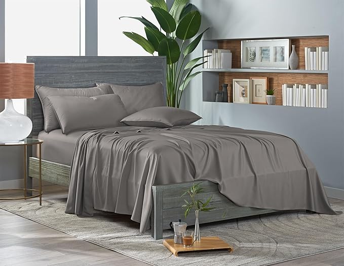 Pure Bamboo Twin XL Sheets, Genuine 100% Organic Viscose Derived from Bamboo Bed Sheet Set, Luxuriously Soft & Cooling, Double Stitching, 2 Year Quality Promise (Twin XL, Graphite)