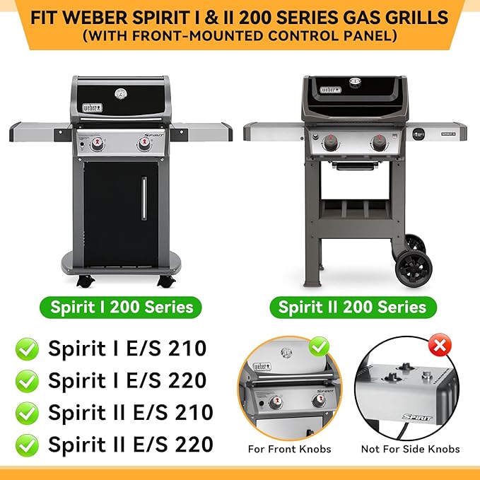 15.3 Inch Flavorizer Bars for Weber Spirit I & II 200 Gas Grills with Front-mounted Knobs, for Spirit E210 S210 E220 S220, Porcelain-enameled Steel, 3 PCS, for Weber Spirit Grill Parts 7635