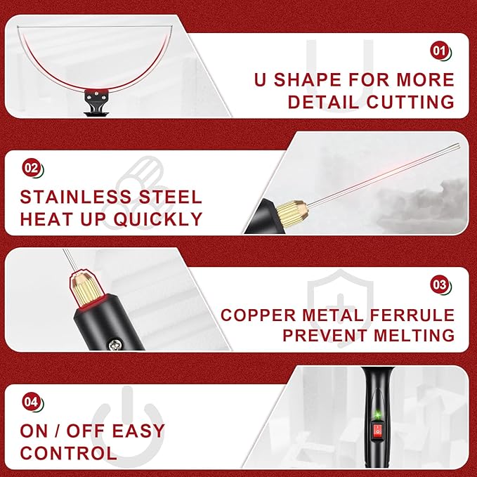 GOCHANGE 3 in 1 Foam Cutter Electric Styrofoam Cutting Tool, 100-240V / 18W Hot Knife Cutting Tool Foam with Electronic Adaptor for Small Cutting Project, DIY Craft, Foam Carving