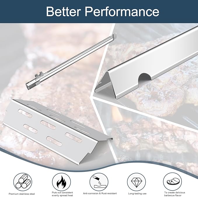 Flavorizer Bars,Heat Deflectors and Grill Burner for Weber Genesis II E-410, S-410, LX E-440, S-440 (304 Stainless Steel, 66030 * 7+ES/410 * 4+66790 * 4)
