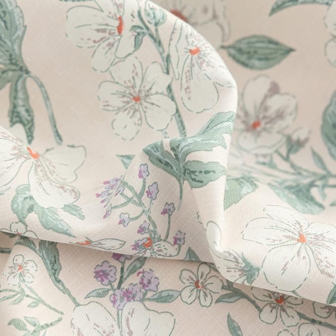 EAVD Vintage Style Garden White Floral Duvet Cover Queen Soft 100% Cotton Flower Green Leaves Botanical Bedding Set with 2 Pillowcases Chic Botanical Floral Comforter Set Aesthetic Bedding Set