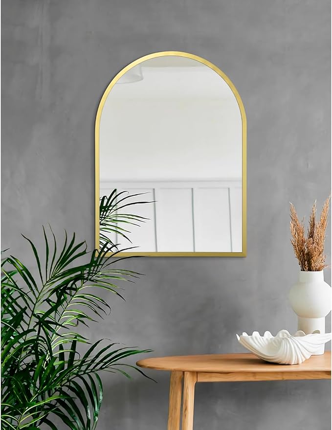 Arched Wall Mirror 20"x16" Arch Mirror Aluminum Alloy Frame Bathroom Mirror for Vanity Living Room, Bedroom, Entryway Large