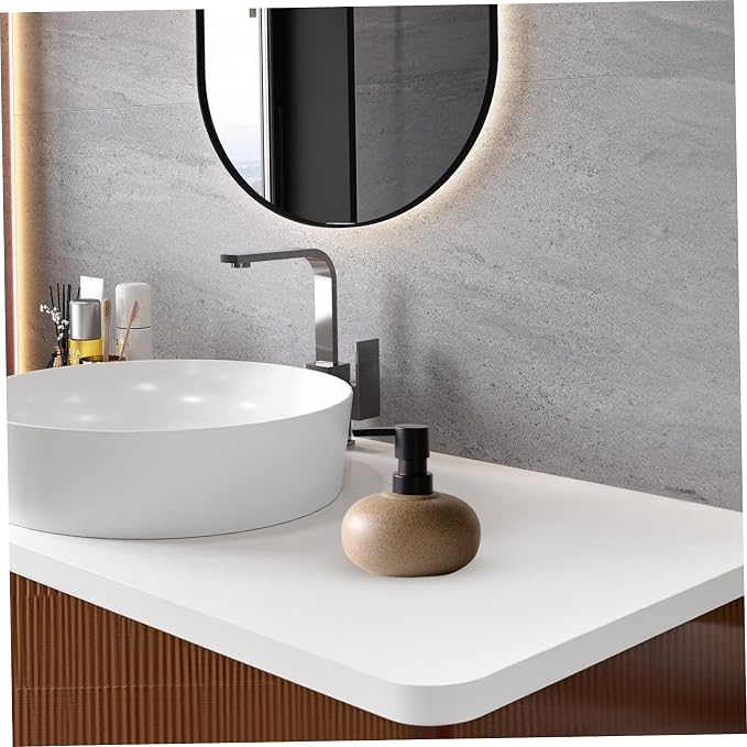 Pump Bottle Dispenser 300ml Stone-Textured Minimalist Ceramic Dispenser Bottle for Body Wash, Hand Soap, Conditioner, Shampoo