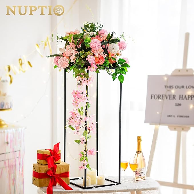 Nuptio Black Vase for Wedding Centerpieces - 2 Pcs 31.5 inch Tall Vases for Wedding Tables Home Party Decorations