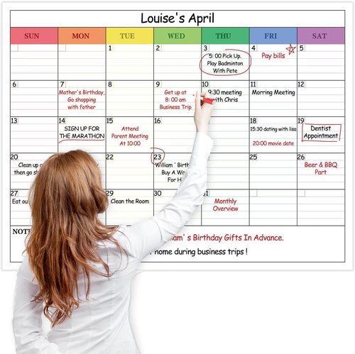 DERAYEE Large Dry Erase Calendar - 33" x 25" Wall Planner with Note Space for Home & Office