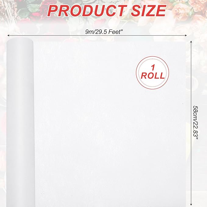 PATIKIL Flower Wrapping Paper 29.5 Ft x 22.8 Inch, Cotton Wrapping Flower Paper Tissue Paper for Flower Bouquet Gift Wrapping Valentine's Day Graduation Gift Floral Wrap, White