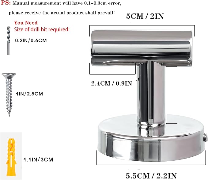 4 Pack Bath Towel Hooks, Wall Mount Towel Holder Chrome Finish Towel Rack, Heavy Duty Robe Coat Loofah Hooks for Shower, Kitchen,Hotel, Pool Tile, Brick Modern Style Decor Wall Hooks