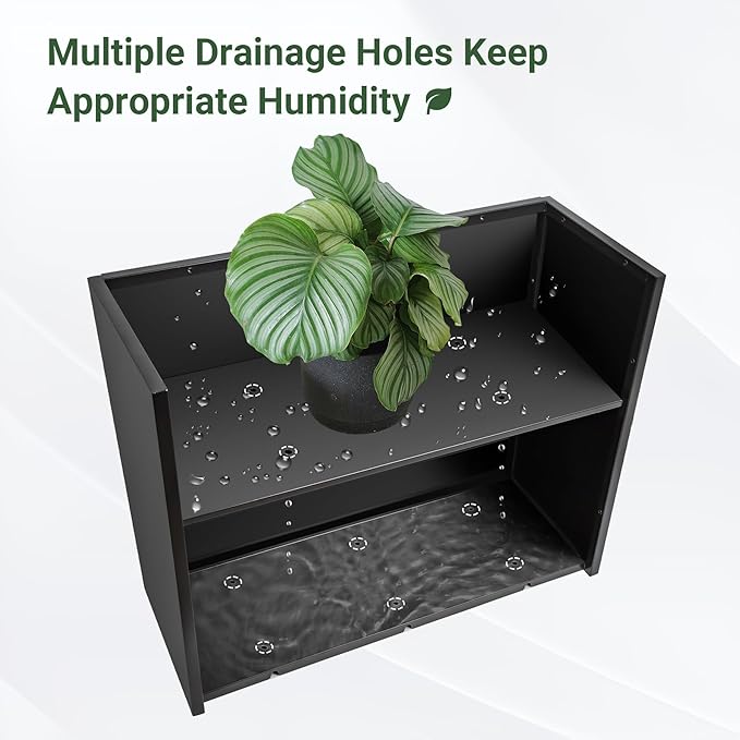 Metal Planter Box 36” x 12” x 26”, Heavy Duty Tall Black Planter with Removable Insert Shelf for Porch, Garden, Patio, Yard