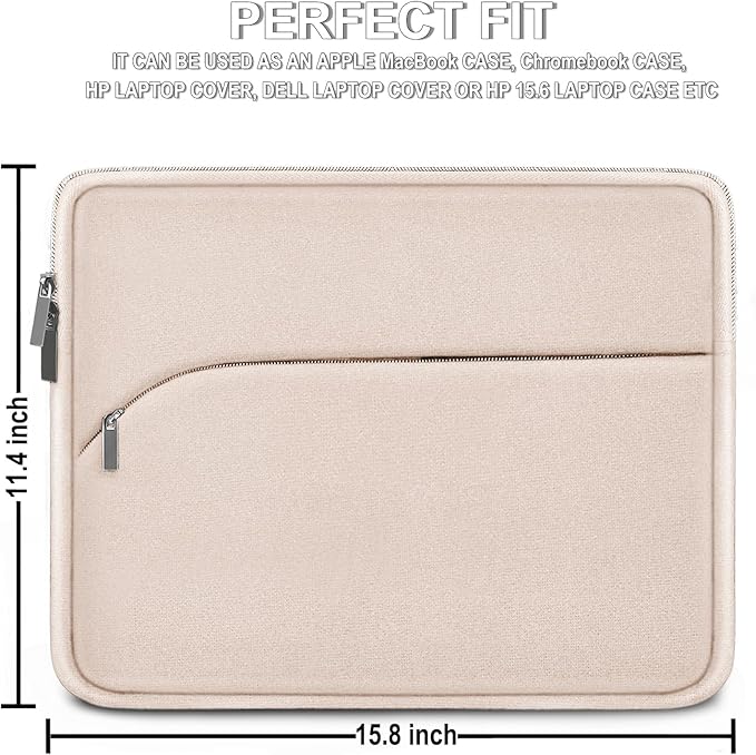 Laptop Case 15.6 inch, Durable Portable Monitor Protective Cover with Front Pocket, Traveling Laptop Sleeve Compatible for HP, Dell, Asus, Lenovo, Light Pink