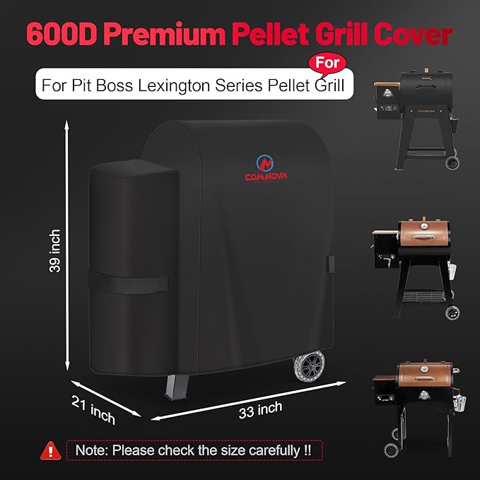 Comnova Grill Cover for Pit Boss Lexington - 600D Wood Pellet Smoker Cover for Pitboss Waterproof & Heavy Duty, Premium Pellet Cover for Pit Boss Lexington 500, Lexington 540, Pro 600 and Tailgater