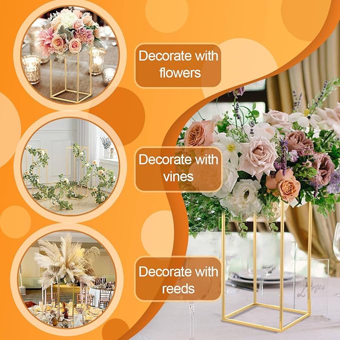 Pack of 20 Gold Wedding Table Centerpiece,31.5inches Tall Metal Flower Stand,Wedding Flower Stand for Party Event Home Decor(Gold)
