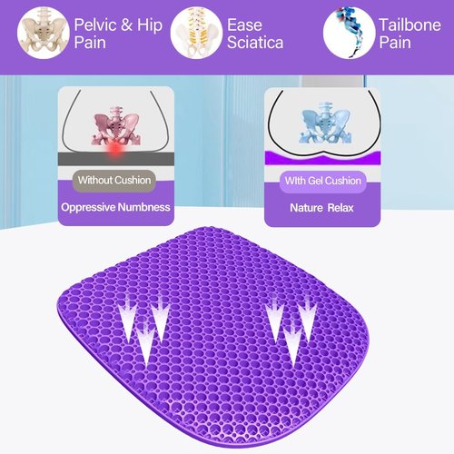 Large Gel Seat Cushion by [Brand Name] - Non-Slip, Soft & Breathable Design for Office, Car & Wheelchair (17" x 15")