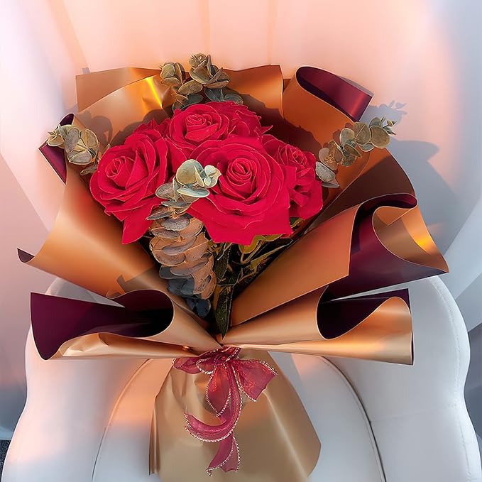 LWFyyds Korean Wrapping Paper Flower Wrap Waterproof Bouquet Wrap Tissue Florist Supplies 1 Roll, 22.8 inches x 15 yards (Khaki)