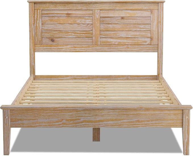 Grain Wood Furniture Greenport Solid Wood Platform Bed, Full Size, Brushed Driftwood