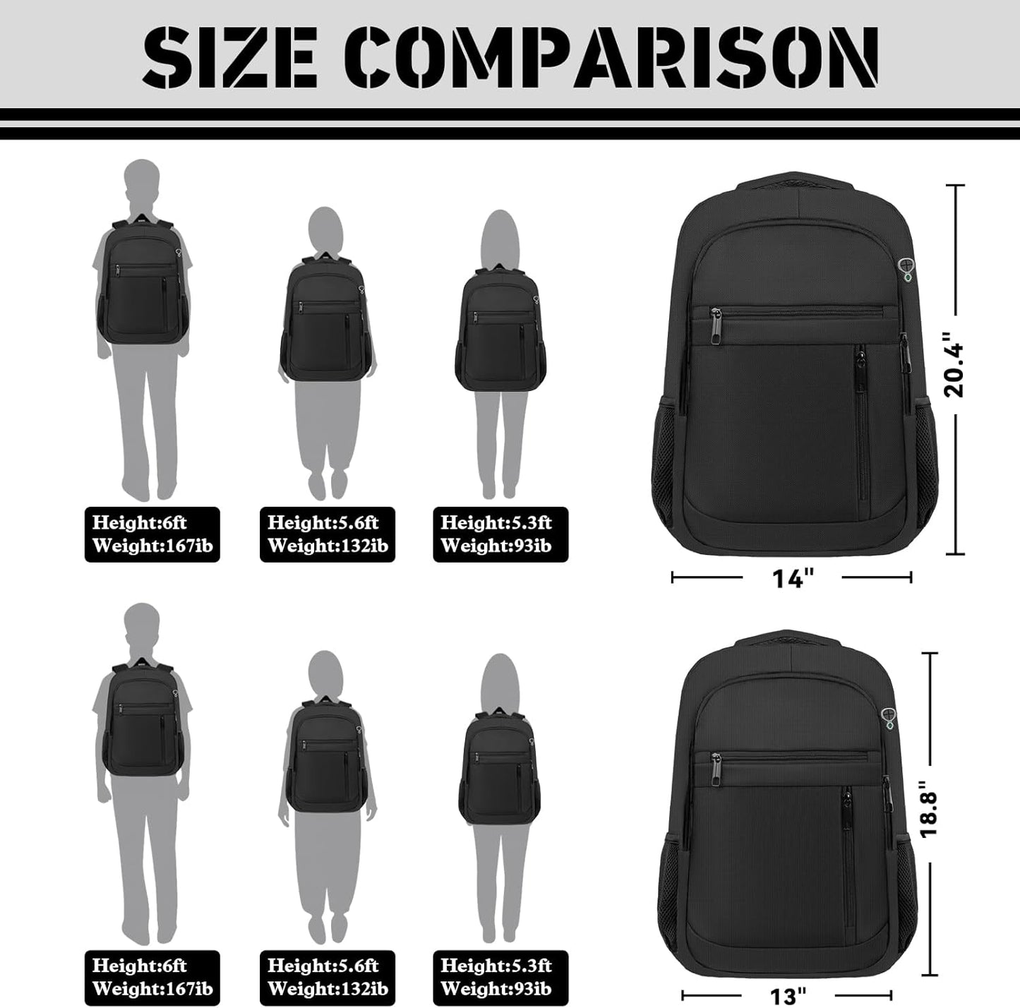 Skiennix Travel Backpack - Extra Large 45L Water Resistant Laptop Bag | Fits 18.4 Inch Laptops, Black