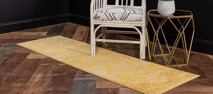 Unique Loom Bromley Collection Area Rug - Wells (2' x 8' 8" Runner, Yellow/ Ivory)