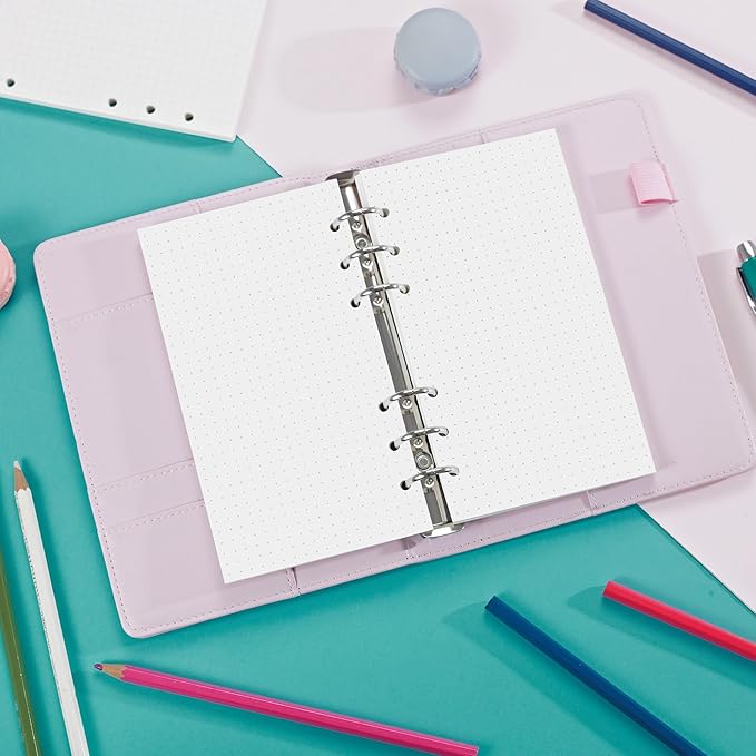 A6 Loose Leaf Refill Paper, 171x94mm, 135 Sheets Dot Grid Planner Refills, 6-Ring Binder Compatible, 100GSM Insert Papers for Notebooks, School, Office, College Notes, Journaling & Printing