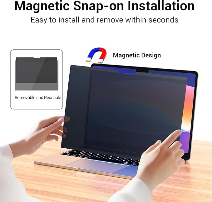 Strong Magnetic Privacy Screen Compatible with MacBook Pro 13 inch 2016-2022 M1,M2 Macbook Air 13 inch 2018-2021 M1 A1706 A1708 Upgraded Removable Screen Protector for Mac 13 Privacy Filter Anti Glare