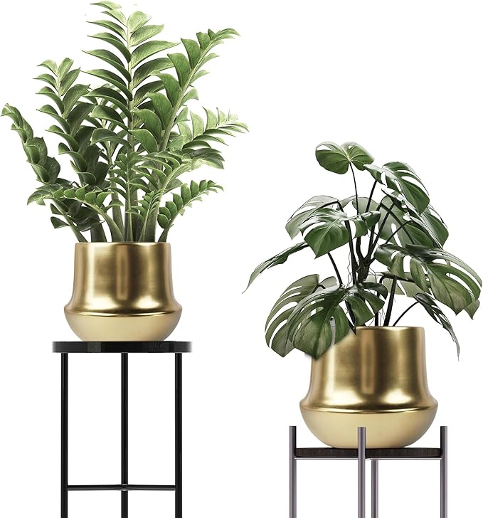 Gold Ceramic Planter Indoor Flower Pots Modern Decorative Large Plant Pot 7.1 inch Gold Brass Planter for All House Plants,Succulents,Flowers and Cactus