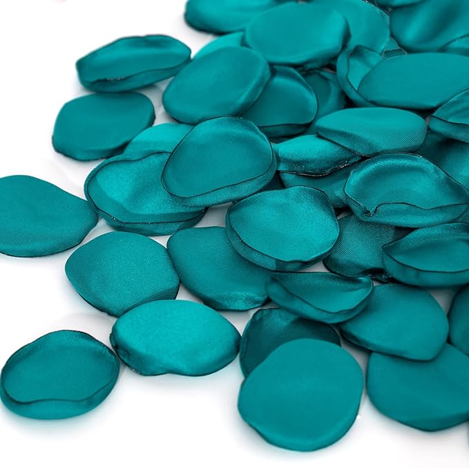 TINGE TIME 200pcs Rose Petals and Fake Roses Artificial Flowers for Wedding Decor, Bridal Shower, Party Decoration - Silk Flower Petals Bulk Pack (Peacock Green)