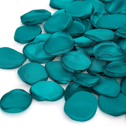 TINGE TIME 200pcs Rose Petals and Fake Roses Artificial Flowers for Wedding Decor, Bridal Shower, Party Decoration - Silk Flower Petals Bulk Pack (Peacock Green)