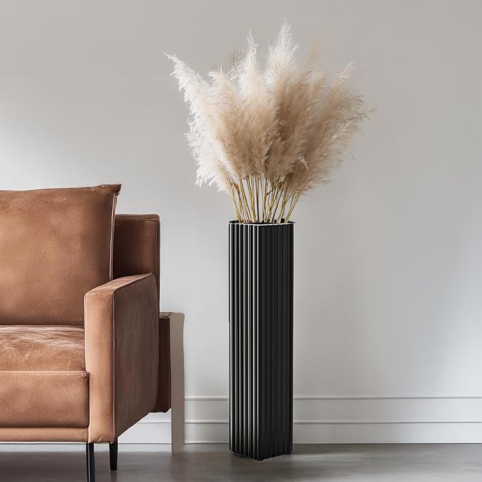 27.5 Inch Tall Floor Vase, Modern Black Resin Vase for Living Room Decor, Waterproof Sturdy Design, Elegant Home Office Decoration