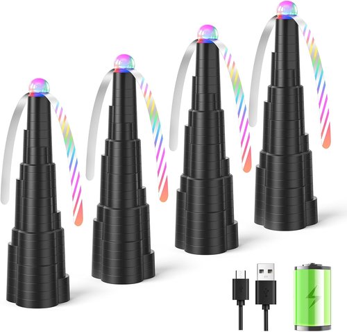 Fly Fan | Rechargeable Tabletop Bug Repellent with Colorful Lights - 4 Pack for Home & Outdoor Use