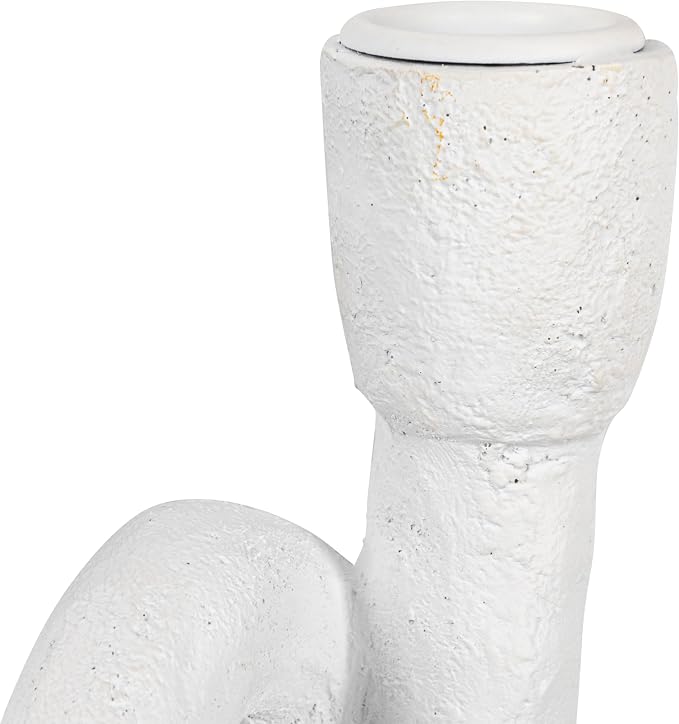 Modern Sculptural Double Taper Candle Holder, White