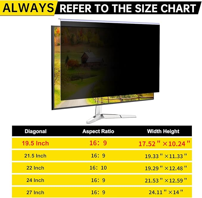 DEJIMAX 19.5 Inch Computer Privacy Screen for 16:9 Computer Monitor, Anti-Blue Light Monitor Privacy Screen Filter, Anti-UV Computer Shield
