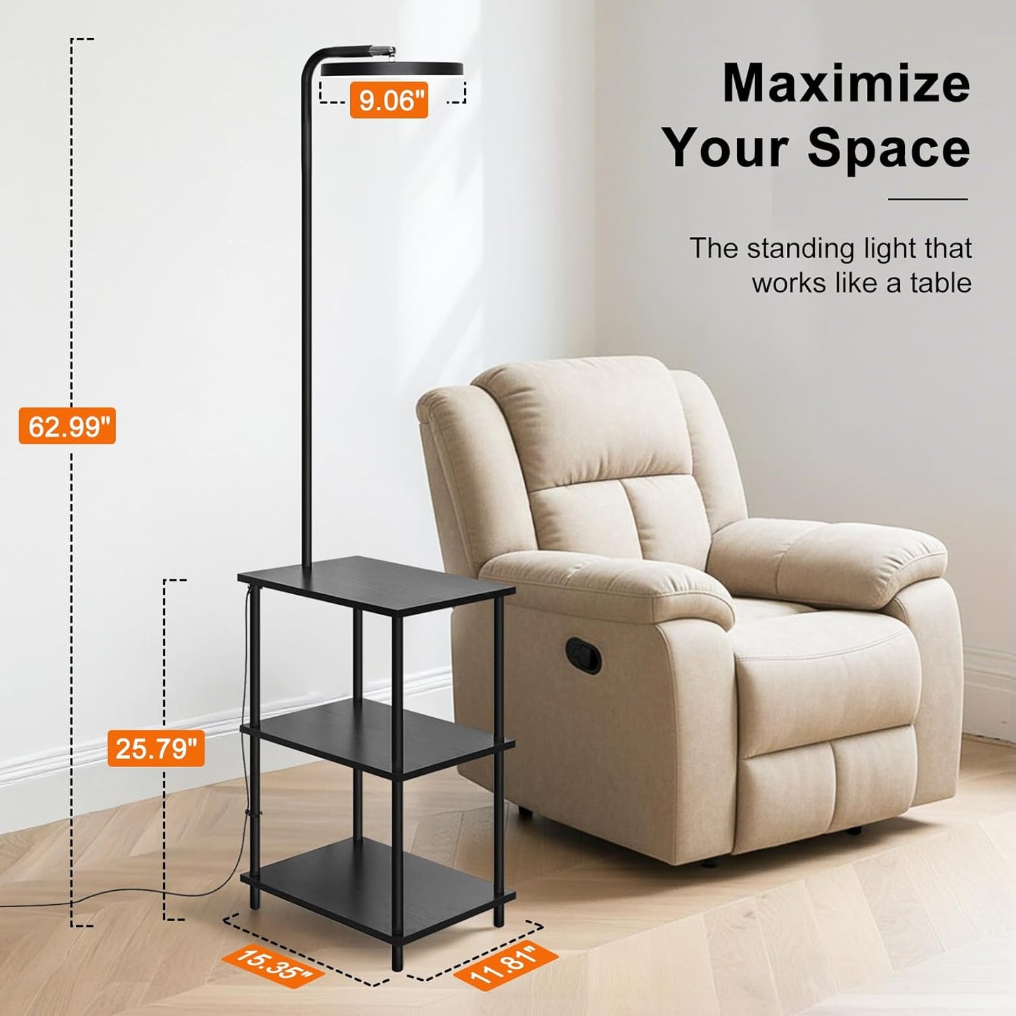 **Skiennix LED Floor Lamp - 25W Super Bright with Remote & Dimmable Feature | 350° Rotating Head for Living Room & Bedroom**