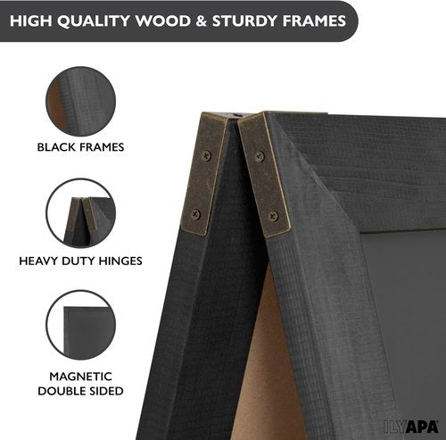 Ilyapa A-Frame Chalkboard Sidewalk Sign - Sturdy 58 x 27 Inch Folding Menu Display | Black Magnetic Design
