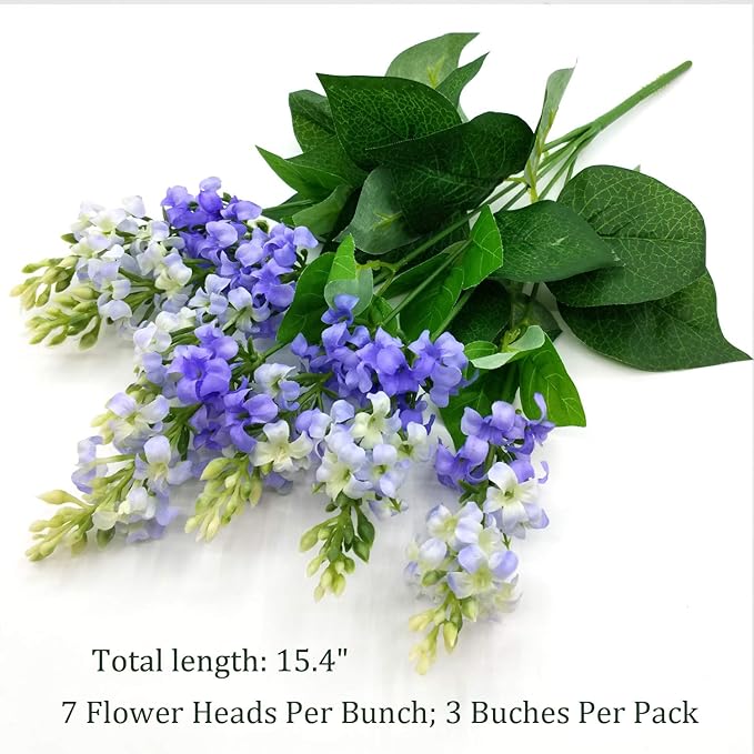 Artificial Fake Flowers Silk Plastic Plant Arrangement for Home Indoor Outdoor Garden Wedding Table Vase Decorations Faux Snapdragon Flower,3 Bouquets (Lilac)