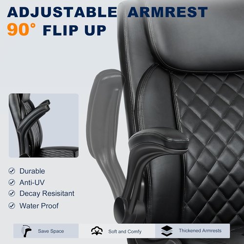 Misolant Drafting Chair - Adjustable Height Office Chair with Footrest & 360° Swivel Wheels | Black PU Leather