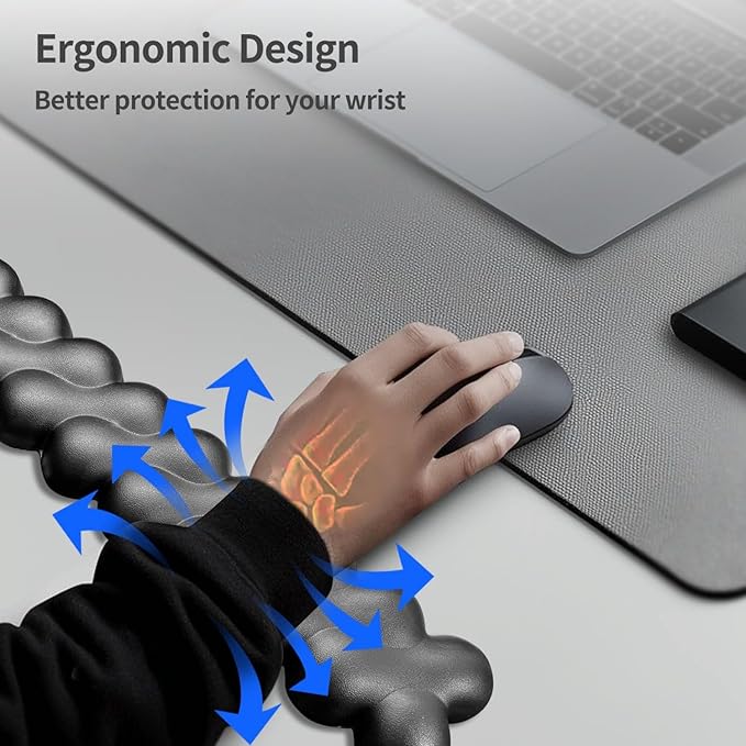 Wrist Rest for Keyboard and Mouse, Upgrade Enlarge Mouse Pad Wrist Rest, Ergonomic Memory Foam, Non-Slip Base for Computer Gaming & Office Work, 2 Piece Set, Clouds Black (17.71x3.15+6.29x3.15 inch)