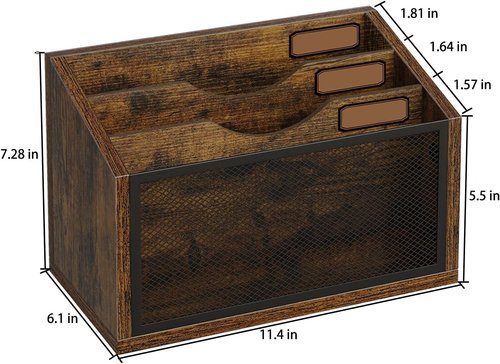 Mail Organizer by [Brand Name] - Wall-Mounted 3-Slot Mail Sorter | Stylish Home Office Desk Holder