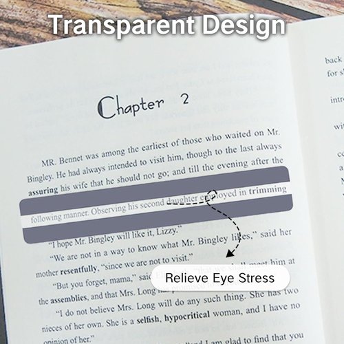 Skiennix 8Pcs Guided Reading Strips - Clear Overlay Trackers for Dyslexia & Visual Stress Relief