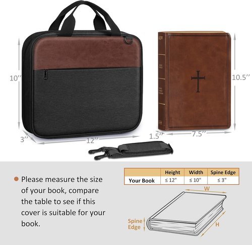 FINPAC Large Bible Cover - Protective Carrying Case with Zipper Pocket & Handle | Ideal Gift for Men & Women