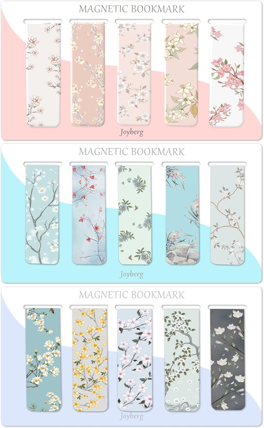 Skiennix Magnetic Bookmarks - 15 Floral Page Markers for Women, Students & Teachers