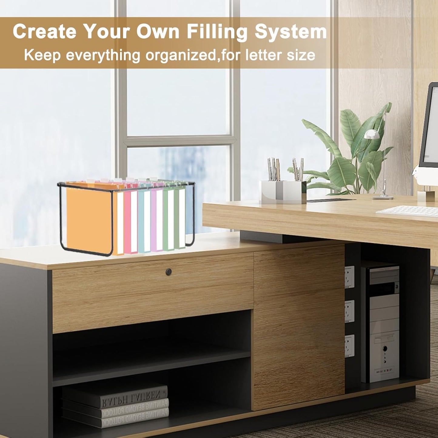 Surcotto Hanging File Folders - Letter Size, 18-Pack Reinforced Plastic with 1/5-Cut Tabs | Ideal for Home & Office